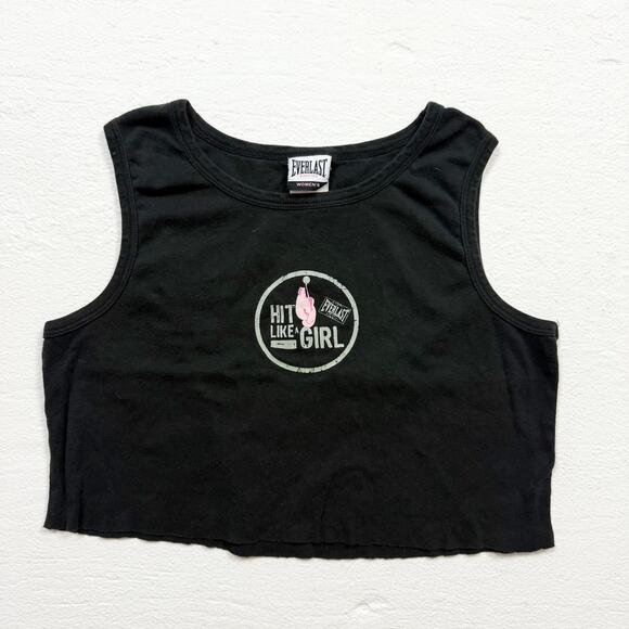 Everlast “Hit Like A Girl” Black Cutoff Crop Tank, Size XL - Picture 1 of 4